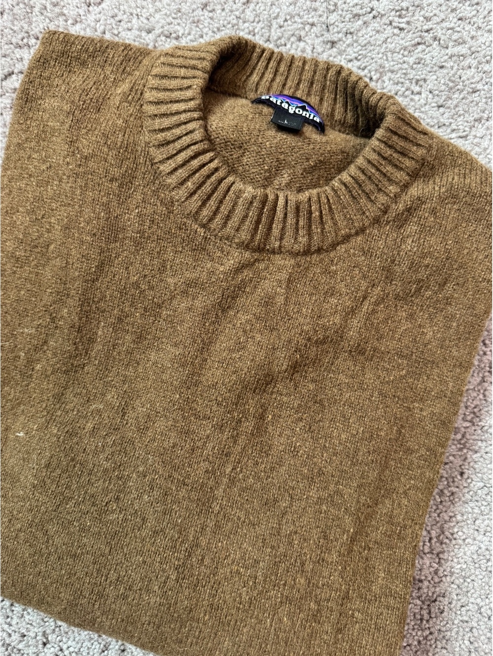 Brown Patagonia Men’s Recycled Wool Blend Crewneck Sweater